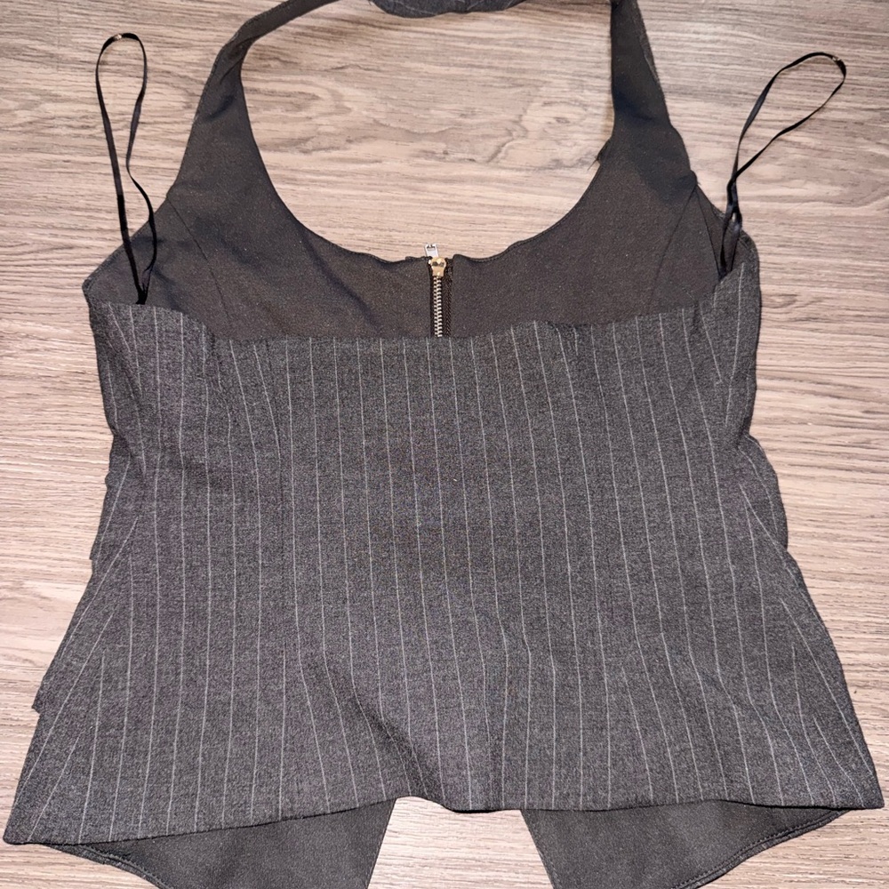 Zara Black Pinstripe Halter Blouse - Picture 4 of 5